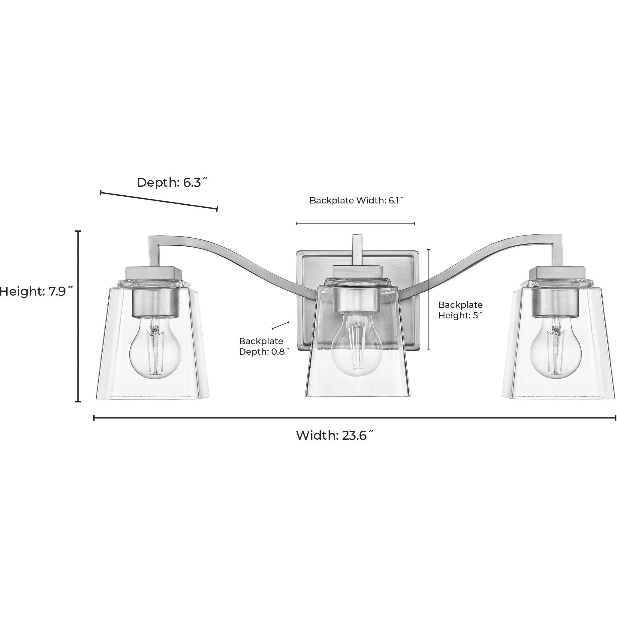 Avenna 3 Light 23.5 inch Brushed Nickel Bathroom Vanity Light Wall Light